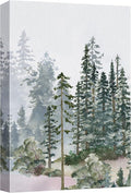 SIGNWIN Canvas Print Wall Art Woodland Nursery Decor Autumn Pine Tree Watercolor Forest Nature Illustrations Modern Art Decorative Landscape Colorful for Living Room, Bedroom, Office - 24"x36"