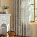 ENJOYBRIDAL Blue Floral Curtains 84 Inch Length 2 Panels Semi Sheer Living Room Drapes Boho Aesthetic Bedroom Farmhouse Window Curtain Panels Tassel Decorative Rod Pocket Window Treatments