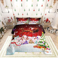 Manfei Christmas Comforter Set King Size, Snowman Xmas Tree Bedding Set 3pcs for Kids Boys Girls Room Decor, Santa Claus with Reindeer Quilt Set New Year Theme Duvet Set with 2 Pillowcases