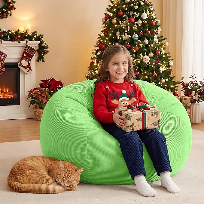 Nobildonna Bean Bag Chair Cover (No Filler) for Kids and Adults,Beanbag Stuffed Animal Storage Without Filling Plush Toys Holder and Organizer Soft Premium Corduroy 200L