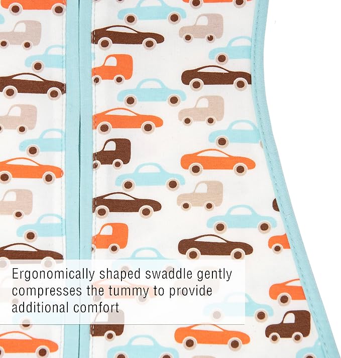 Woombie Original Baby Swaddling Blanket - Soothing, Cotton Baby Swaddle with Zipper - Wearable Newborn Blanket, Boys & Toys, 14-19 lbs