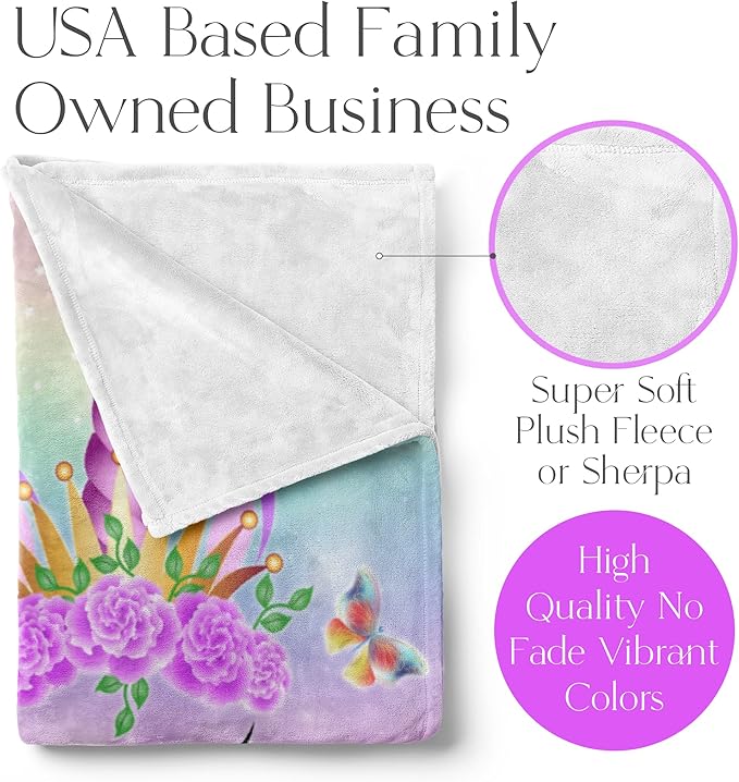 Personalized Unicorn Blanket for Girls | Kids Unicorn | Custom Plush Fuzzy Unicorns for Toddler | Little Girl Throw Blankets | Baby Girl Sofa Bed Birthday (Fleece – 50x60)