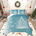 Castle Fairy Merry Christmas Comforter Set Queen Size,Glitter Xmas Trees Shiny Light Decor Bedding Set for Women Adult,Blue Shiny Stars Snowflake Luxury Bed Duvet Insert, 2 Pillowcases
