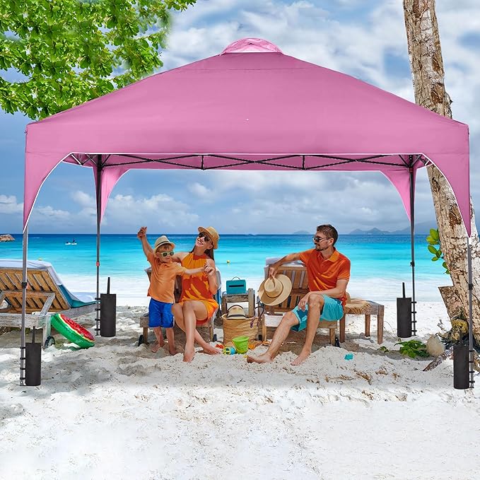 GDY 12X12 Pop Up Canopy Tent, Outdoor Canopy Tent, Commercial Instant Gazebos, Portable Shelter Canopies, for Patio/Outdoor/Wedding Parties and Events, Pink.