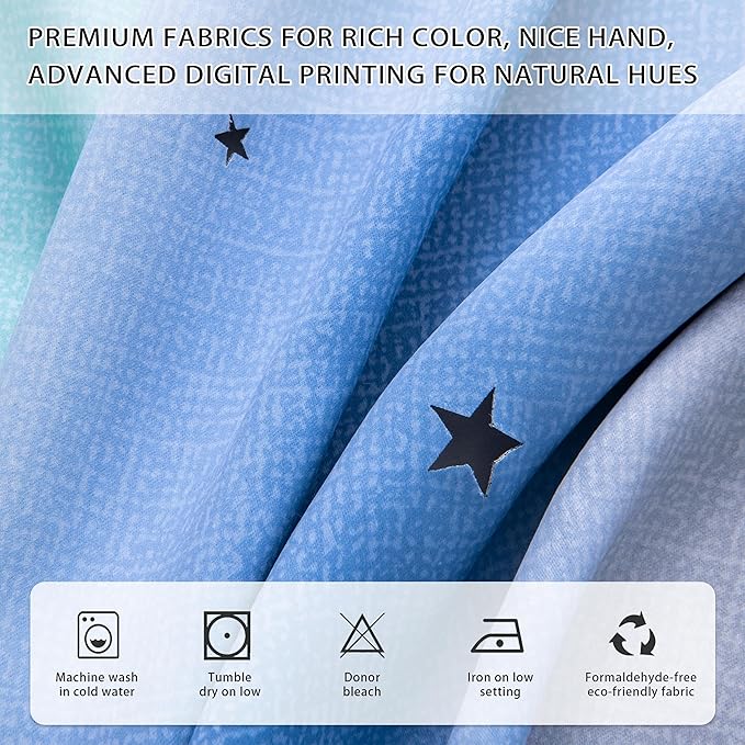 XiDi Curtains for Girls Bedroom Kids Room Unicorn Princess Theme Home Decor 84 inches Length Blue Green Grey, W34 X L84 2 Panels