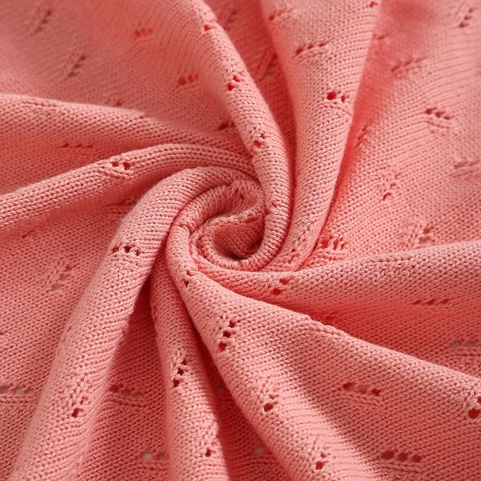 Baby Blanket 100% Cotton Knit Swaddle Soft Newborn Receiving Blanket Cozy for Boy/Girl Crib,Stroller Pink 40x30in
