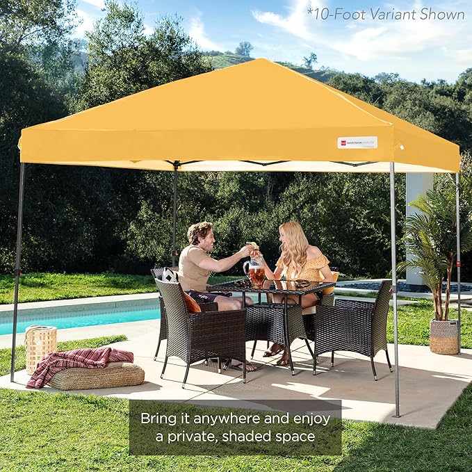 Best Choice Products 12x12ft 1-Person Setup Pop Up Canopy Tent Instant Portable Shelter w/ 1-Button Push, Case, 4 Weight Bags - Marigold
