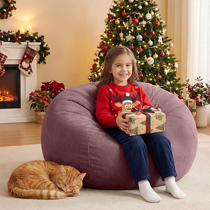 Nobildonna Bean Bag Chair Cover (No Filler) for Kids and Adults,Beanbag Stuffed Animal Storage Without Filling Plush Toys Holder and Organizer Soft Premium Corduroy 200L