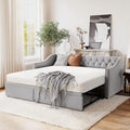 Merax Twin Size Upholstered Velvet Daybed with Pop Up Trundle, Multi-Functional Sofa Bed with Backrest and Two Armrest for Kids Room, Guest Room, Living Room,Gray