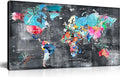 ZHAOSHOP Teal Wall-Art for Living Room - World Map Wall Decor - Large World Map for Wall Ready to Hang Size 59" x 29"…