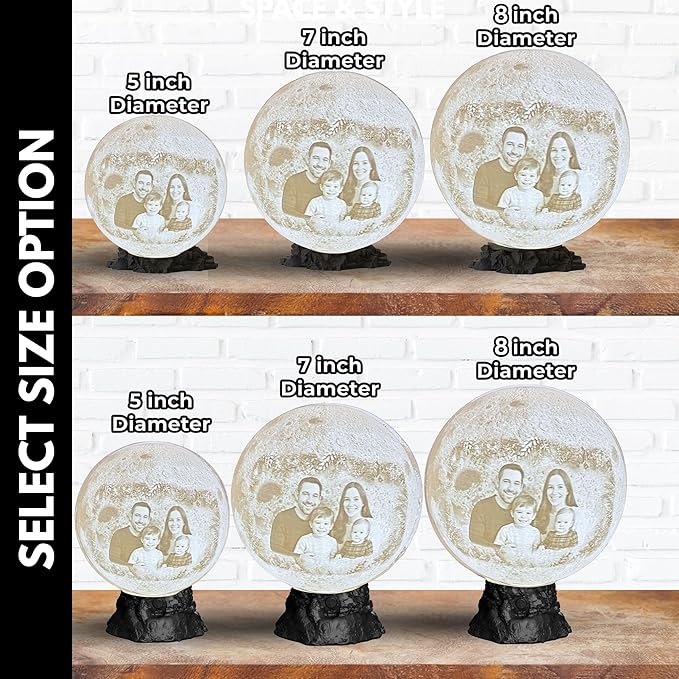 Personalized Christmas Moon Lamp with Custom Photo & Text – Moon Light for Holidays, Christmas Decor, Stocking Stuffers & Family Keepsakes | Christmas Gift for Family, Couples, Kids & Friends