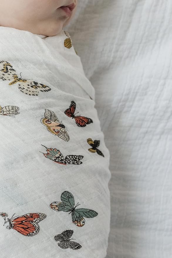 CLEMENTINE KIDS Muslin Infant Swaddles (Butterfly Swarm)