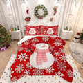 Feelyou Christmas Comforter Set All Season Snowman Red Bedding Set with 1 Pillow Cases Xmas Snowflakes Microfiber Kids Toddler Bedclothes Winter Snow Bedroom Decor Duvet Quilt Breathable Soft