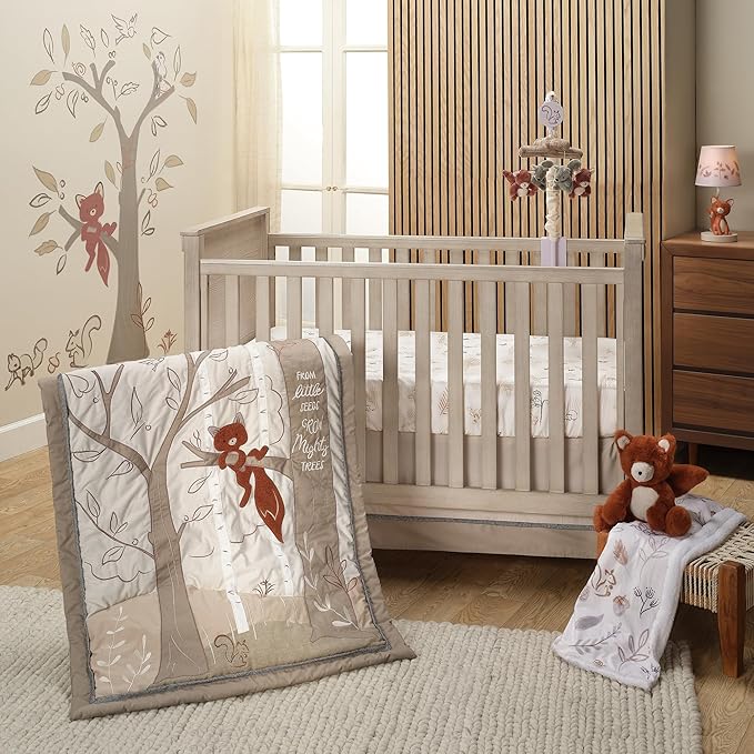 Lambs & Ivy Treetop Fox & Squirrel Woodland Musical Baby Crib Mobile Soother Toy