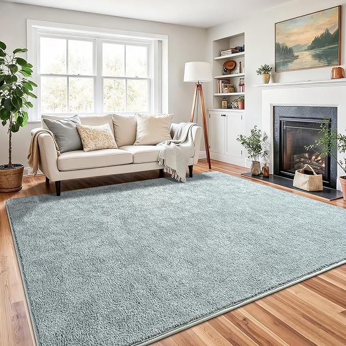 Chicrug 7x10 Minimalist Washable Area Rugs for Bedroom Living Room Classroom, Modern Soft Memory Foam Rug for Kids Nursery, Low Plie Indoor Carpet for Dorm Dining Office Bedside Room Decor, Grey