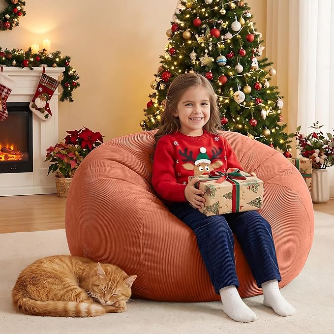Nobildonna Bean Bag Chair Cover (No Filler) for Kids and Adults,Beanbag Stuffed Animal Storage Without Filling Plush Toys Holder and Organizer Soft Premium Corduroy 200L
