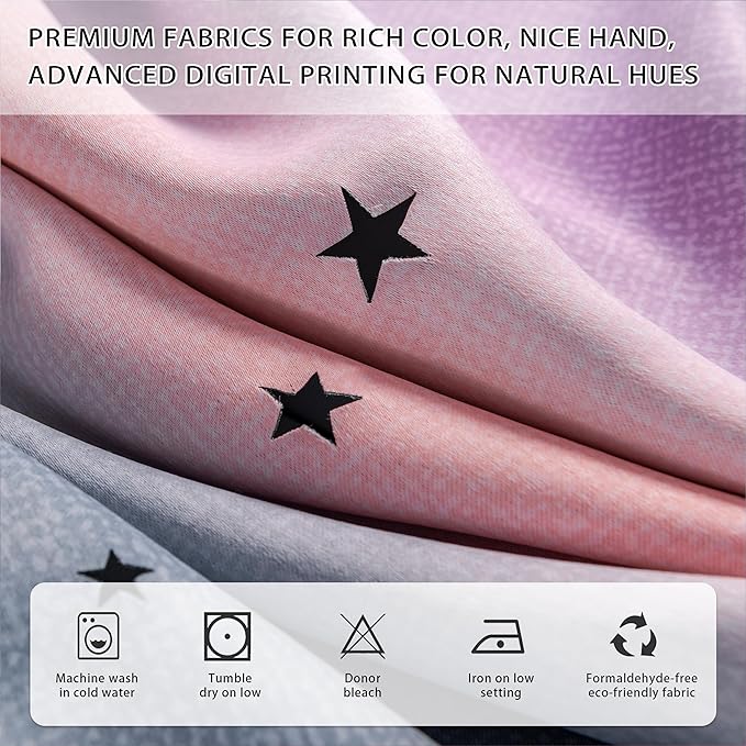 XiDi Girls Curtains for Bedroom 96 Inches Long 2 Panels Grey Pink Purple Rainbow Blackout Curtains for Little Girl Kids Room Decor Living Room, Princess Unicorn Wall Decals Drapes 52x96