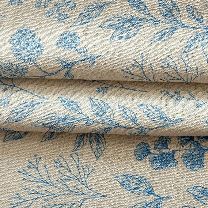 ENJOYBRIDAL Blue Floral Curtains 84 Inch Length 2 Panels Semi Sheer Living Room Drapes Boho Aesthetic Bedroom Farmhouse Window Curtain Panels Tassel Decorative Rod Pocket Window Treatments