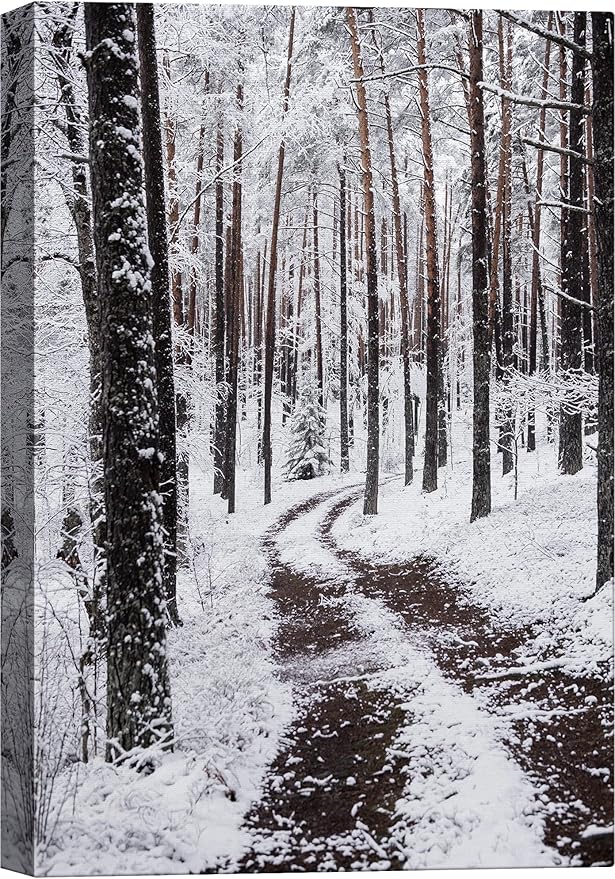 SIGNWIN Canvas Wall Art Winter Trees Cool Dramatic Forest Multicolor Nature Photography Rustic - 12x18 inches