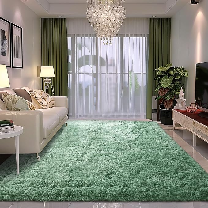 Sage Rug Collection - 6 x 9' Non-Slip Height Pile 1.4" Plush Rug Rubber Backing - Throw Rugs Carpet for Bedroom