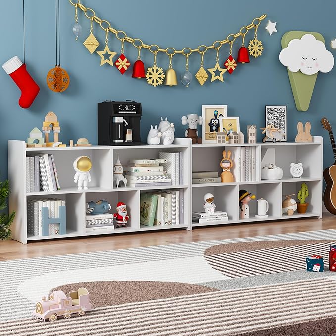 Book Shelf for Kids, 5 Cubes Storage Organizer Montessori Shelf, Wooden Kids Bookcase, Toy Storage Organizer for Children, White Toddler Bookshelf Cube Shelf for Kid’s Room, Classroom