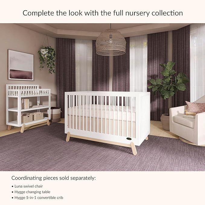 Dream On Me Hygge 5-in-1 Convertible Full-Size Baby Crib in Vintage White Oak, GreenGuard Gold & JPMA, Converts to Toddler, Day & Full-Size Bed, Adjustable Mattress Heights, Modern Nursery