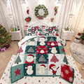 Feelyou Merry Christmas Comforter Set All Season Xmas Tree Snowman Bedding Set with 1 Pillow Cases Santa Claus Microfiber Kids Toddler Bedclothes Patchwork Bedroom Decor Duvet Quilt Breathable Soft