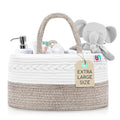 Rope Diaper Caddy - Storage for Baby and Toddler Items - Portable Cotton Organizer Easily Holds Diapers, Wipes, Clothing - Useful for Nursery, Bedroom (Beige, Extra Large)