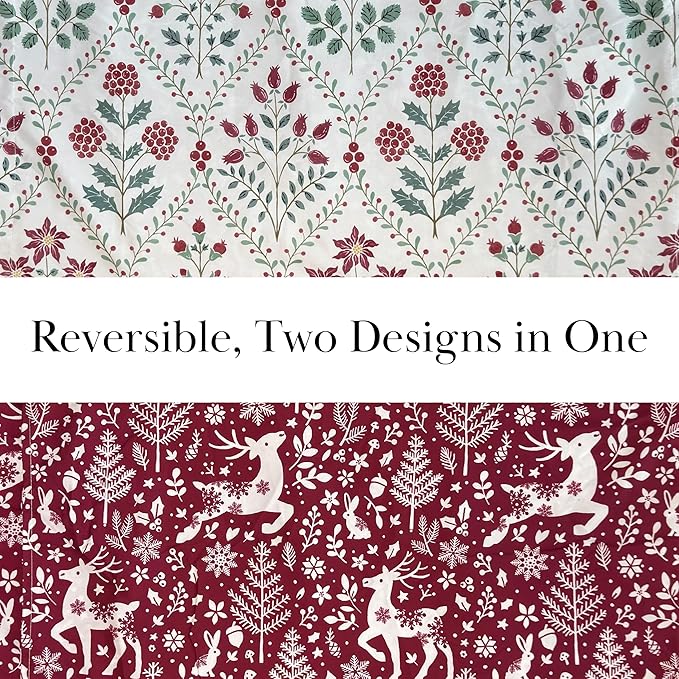 Southshore Fine Living, Inc. 7-Piece Christmas Comforter Set Cal King, Red & White Christmas Bedding King, Reversible Winter Comforter, Holiday Bedding, 4 Shams, 2 Throw Pillows - Holiday Harmony