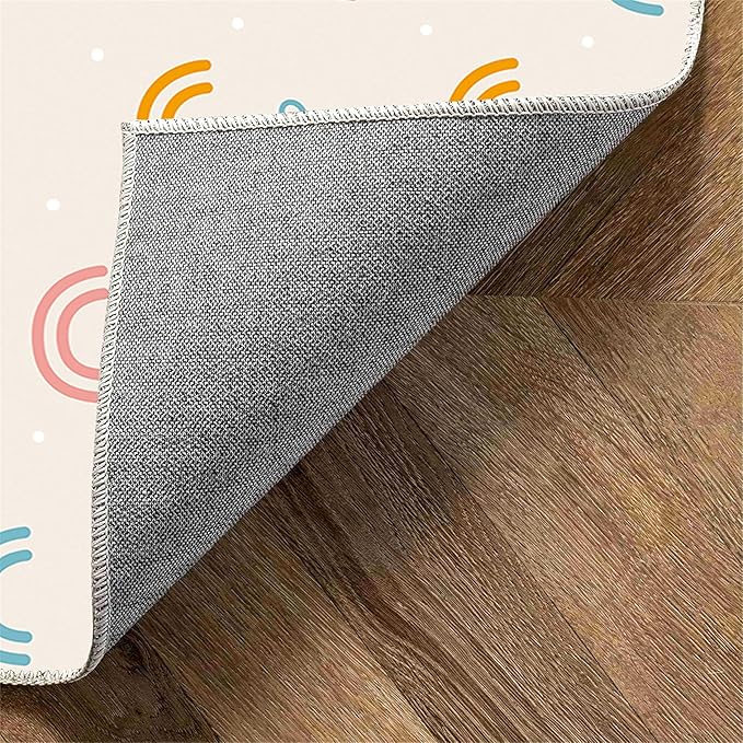 Children's Rainbow Carpet - Girl's Bedroom Living Room Colorful Floor Mats - Soft Washable Anti-Slip Simple Lovely Love Print - Nursery Decoration 6x8ft