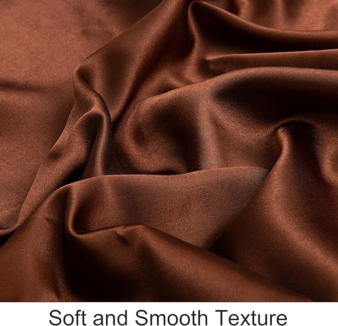 NTBAY Silk Satin Toddler Pillowcases, Small Pillow Case Pillow Cover 14x20 Inches with Envelope Closure, Soft and Silky Cooling Travel Pillow Covers for Nursery, Kids, Boys and Girls, Brown, 2 Pack