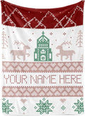 Custom Christmas Stitch Style Blanket - Ships Next Day from USA - Fleece or Sherpa, Soft Sofa Throw, Customizable Family Throws, Holiday Home Decor, Cozy Christmas Bedding (Sherpa 50x60)