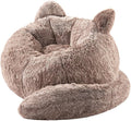 Bean Bag Chair for Adults Teens Giant Faux Fur Bean Bag Chairs with Filler Fluffy Plush Cat Shaped Beanbag Couch Comfy Accent Floor Sofa for Gaming, Reading in Living Room, Bedroom, Dorm