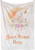Personalized Baby Blankets with Name | Custom Rabbit Blanket for Girl and Baby Boy | Unisex Warm Soft Fleece Swaddle Blanket Minky | (Rabbit, Fleece 60"x80")