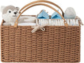 HBlife Baby Diaper Caddy Organizer, Paper Rope Storage Baskets Nursery Bin with Removable Divider, Portable Car Organizer for Diapers, Baby Shower Gifts, Newborn Essentials Must Haves