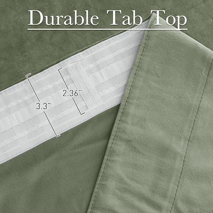 StangH Sage Green Living Room Curtains 105 inches Long Soft Velvet Thermal Insulated Room Darkening Door Drapes Heavy Thick Privacy Panels for Bedroom, W52 x L105, 2 Panels