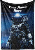 Personalized Astronaut Space Fleece Throw Blanket | Custom Adult & Kids Soft Warm Travel Blanket | Birthday Gift for Boys & Girls (Space V5, 30x40)
