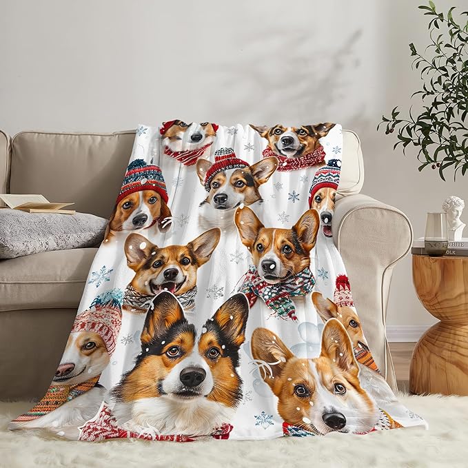 Corgi Blanket Funny Corgi Dog Gifts for Girls Boys Woman Kids Cute Corgis Lover Bear Throw Blankets Soft Blanket Warm Fleece Flannel Plush Blankets for Bed Sofa Couch 40"x50"