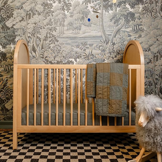 babyletto Bondi Cane 3-in-1 Convertible Baby Crib - GREENGUARD Gold Certified Convertible Crib to Toddler Bed & Daybed - Wooden Baby Bed with 4 Adjustable Heights - Made of 100% Solid Wood - Honey