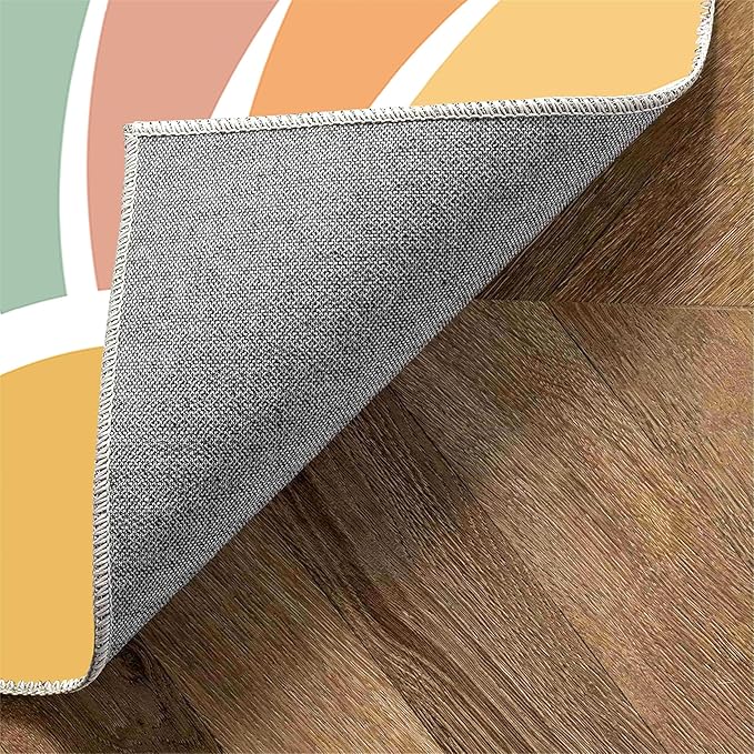 Machine Washable Rainbow Rugs Bedroom Fluffy Plush Soft Area Rugs Rainbow Sunshine Sun Print Living Room Non-Slip Indoor Flooring Kids Girls Boys Home Decor Aesthetics 2x4ft