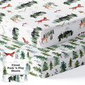 Pack and Play Sheets Fitted, Mini Crib Sheets for Graco Pack N Play Playard (38x26), Ultra Soft Organic Cotton Blend, Safe & Snug Playpen Mattress Sheet for Baby Boys & Girls – Starry Woodland, 2-Pack
