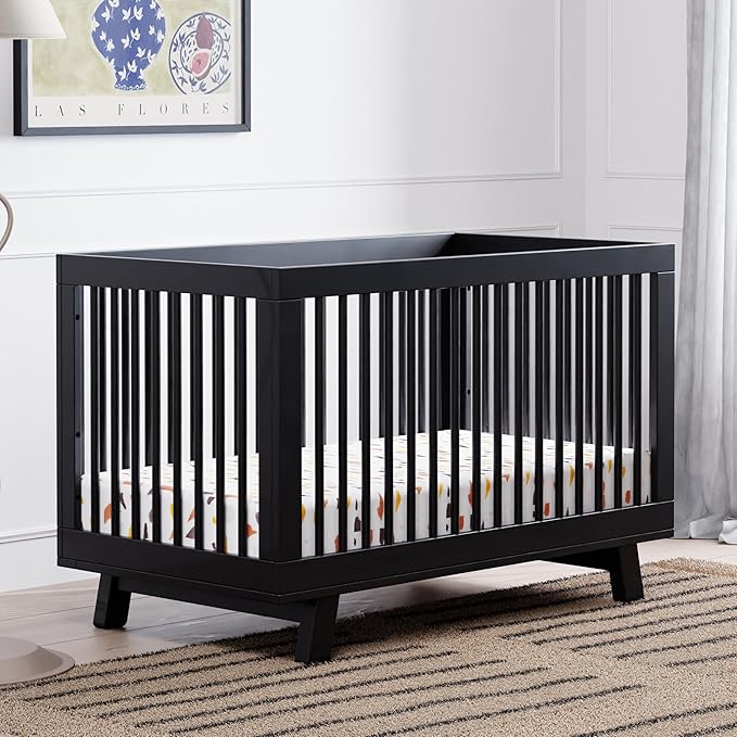 Babyletto Hudson 3-in-1 Convertible Baby Crib - GREENGUARD Gold Certified Convertible Crib to Toddler Bed & Daybed - Wooden Baby Bed with 4 Adjustable Mattress Heights - Easy to Assemble - Black
