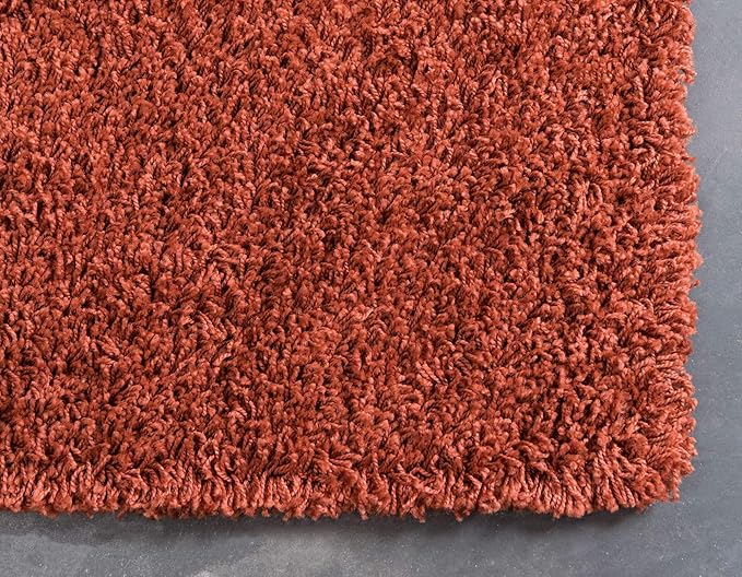 Unique Loom Solid Shag Collection Area Rug (7' 1" x 10' Rectangle, Terracotta)