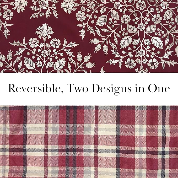 Southshore Fine Living, Inc. 4-Piece Christmas Bedding Twin Set, Twin/Twin XL Christmas Comforter Set, White & Red Plaid Comforter, 2 Throw Pillows, 1 Sham, Holiday Bedding - Christmas Carol