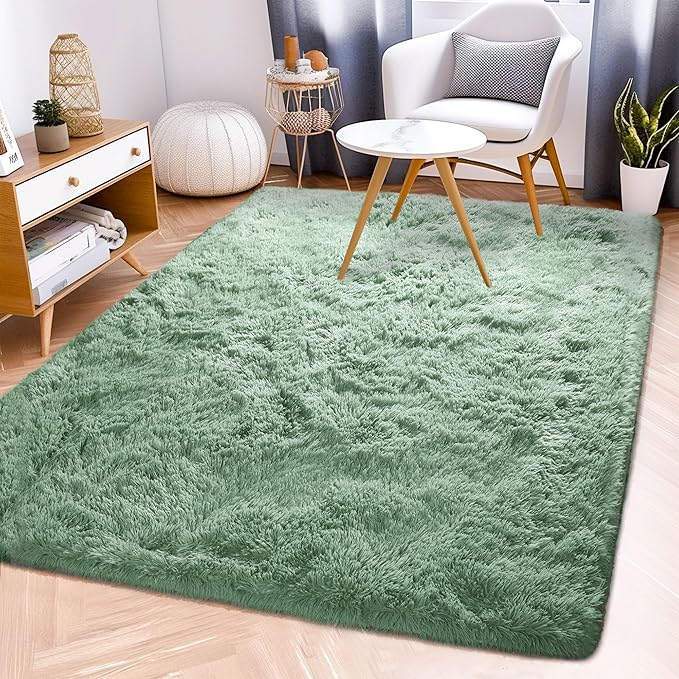 Sage Rug Collection - 6 x 9' Non-Slip Height Pile 1.4" Plush Rug Rubber Backing - Throw Rugs Carpet for Bedroom