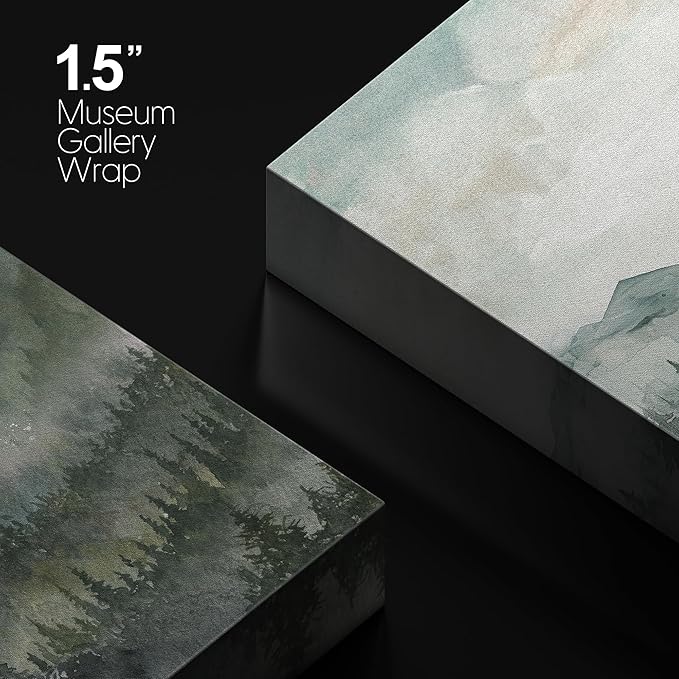 SIGNWIN Canvas Print Wall Art Misty Forest Landscape Watercolor Serene Mountain Pine Trees in Fog Illustrations Modern Art Decorative Landscape for Living Room, Bedroom, Office - 16"x24"
