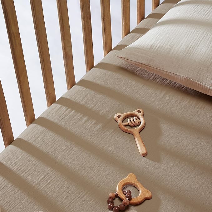 Bioweaves Organic Cotton Muslin Crib Sheet, GOTS Certified Fitted Crib Mattress Sheet, Extra Soft & Breathable for Toddler, Baby Boys & Girls, 52" x 28”, 8 Inch Pocket, Irish Cream