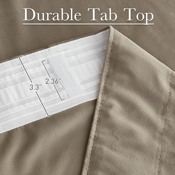 StangH Camel Beige Curtains 100 inches Long Back Tab Thermal Insulated Noise Reducing Drapes for Sliding Door Living Room Home Decoration for Bedroom, W52 x L100, 2 Panels