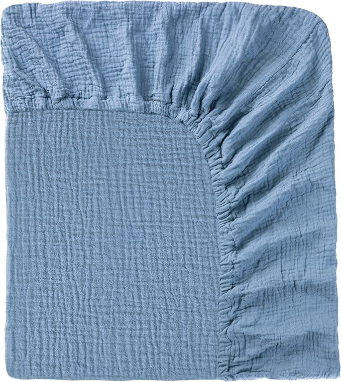 Muslin Crib Sheet – 100% Cotton Baby Fitted Sheet for Boys & Girls, Ultra Soft & Breathable, Snug Fit with 360° Elastic, Fits Standard Crib Mattress 28" x 52" & Toddler Beds.