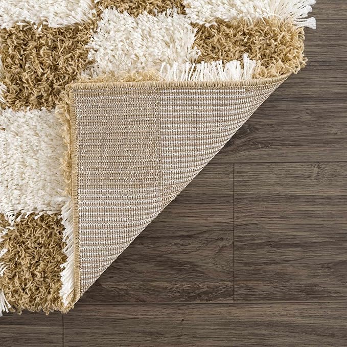 Hauteloom Atira Living Room, Bedroom Area Rug - Contemporary - Plush Pile - Light Mustard, Cream - 18" Sample
